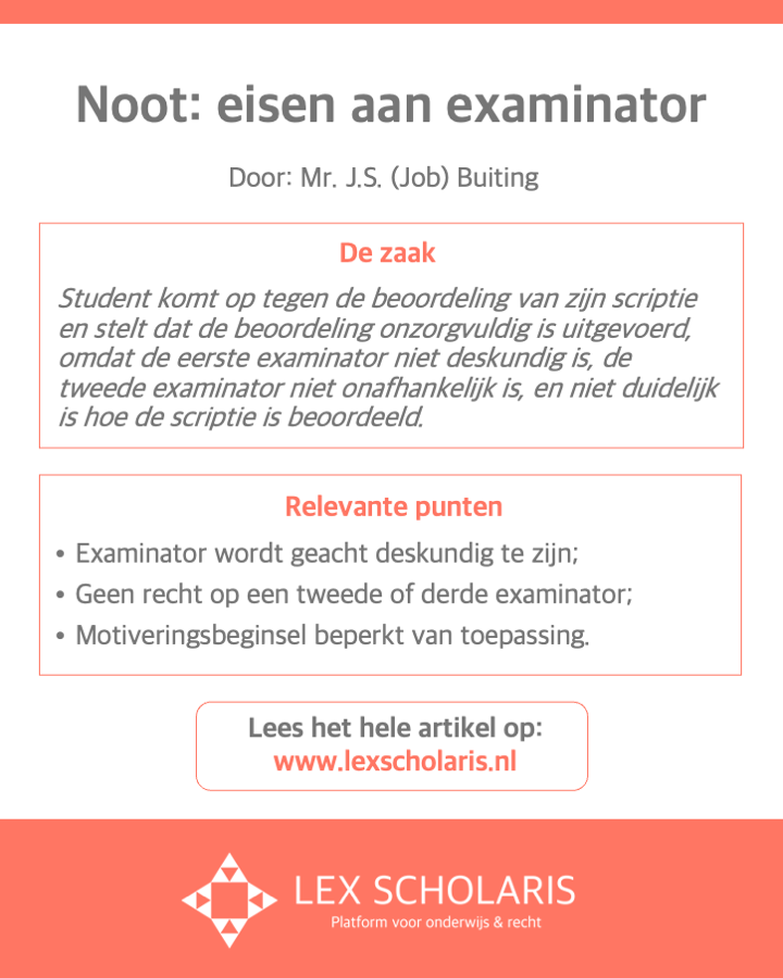 In een recente zaak komt de vraag aan de orde in welke gevallen een examinator deskundig geacht moet worden, of er een recht op een tweede beoordeling bestaat en wanneer een tentamen genoegzaam gemotiveerd is. Lees ons artikel hier: lnkd.in/eTsxC_u5