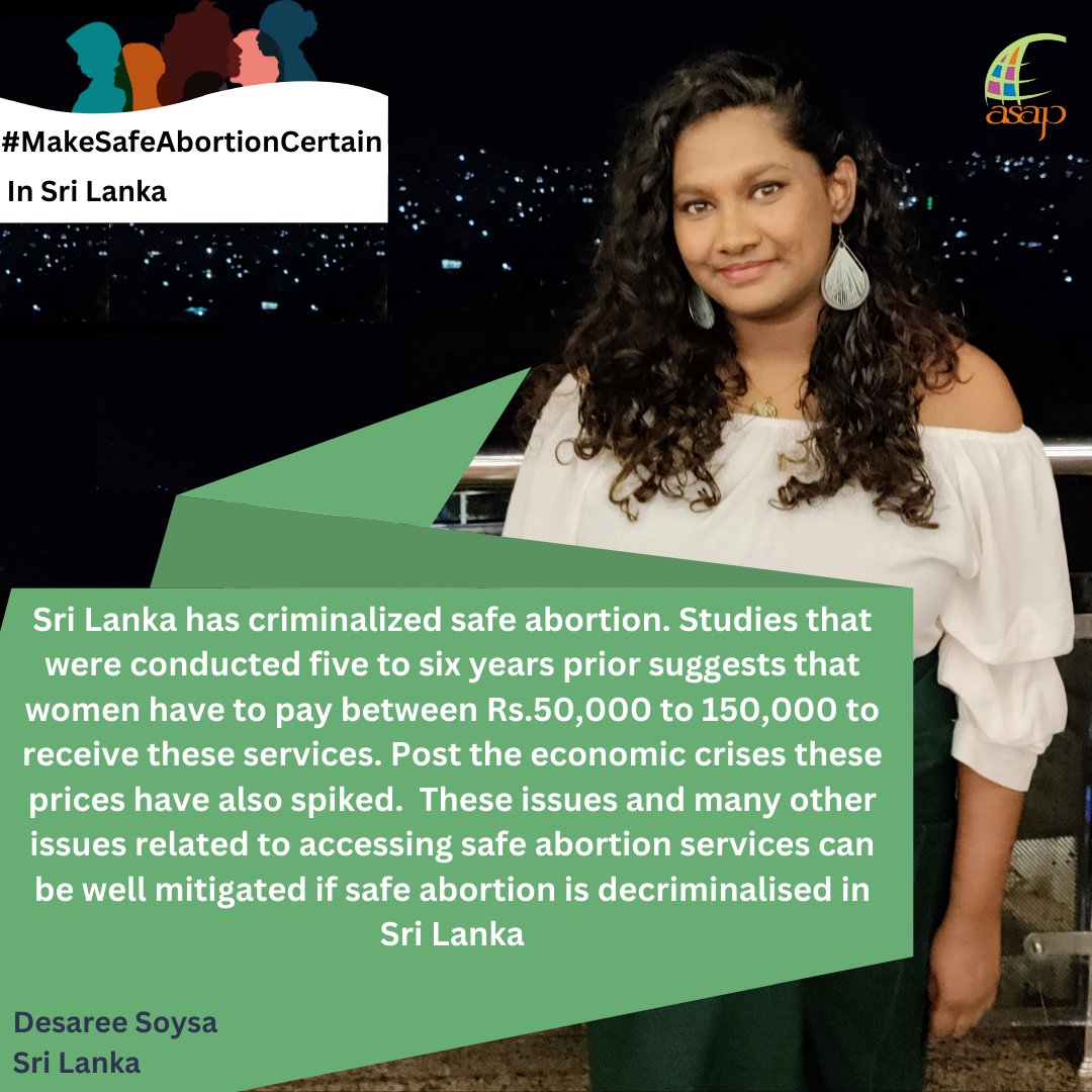 asapasia's tweet photo. #MakeSafeAbortionCertain in #SriLanka
@DesareeSoysa from @YANSriLanka shares the challenges people face in #SriLanka when seeking affordable SRHR services specially #SafeAbortion in 'normal' as well as in times of crises.
#SafeAbortionRegardless
#InternationalSafeAbortionDay https://t.co/YJw9YGIVh6