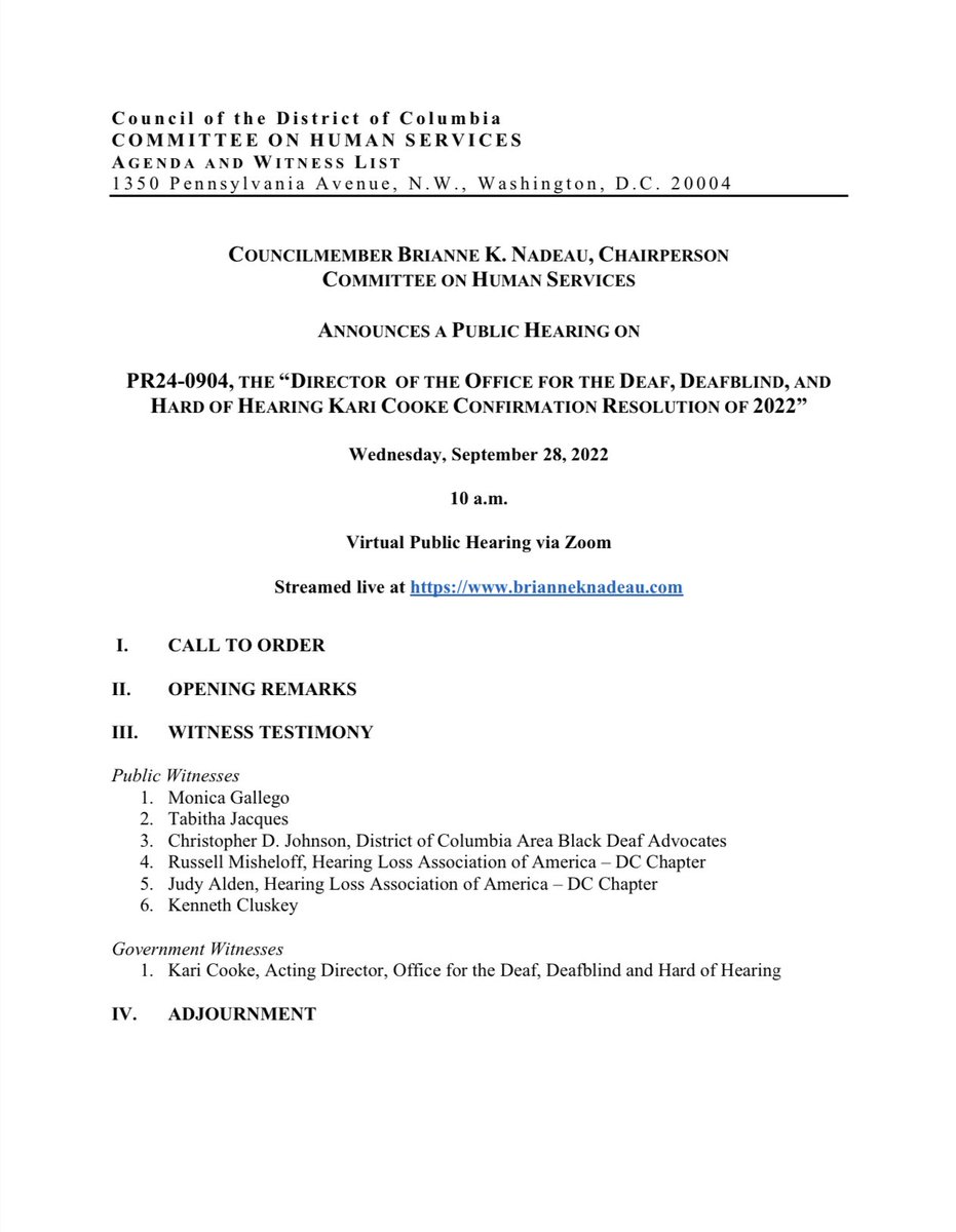 deafcreativem's tweet photo. Today, on behalf of the @DCABDA_1981, I will be testifying before the Committee on Human Services to support the “Director of the Office for the Deaf, Deafblind, and Hard of Hearing Kari Cooke Confirmation Resolution of 2022.”
 
Public Hearing at 10 a.m.: https://t.co/tEwYw243Xj https://t.co/sebbLx7VME