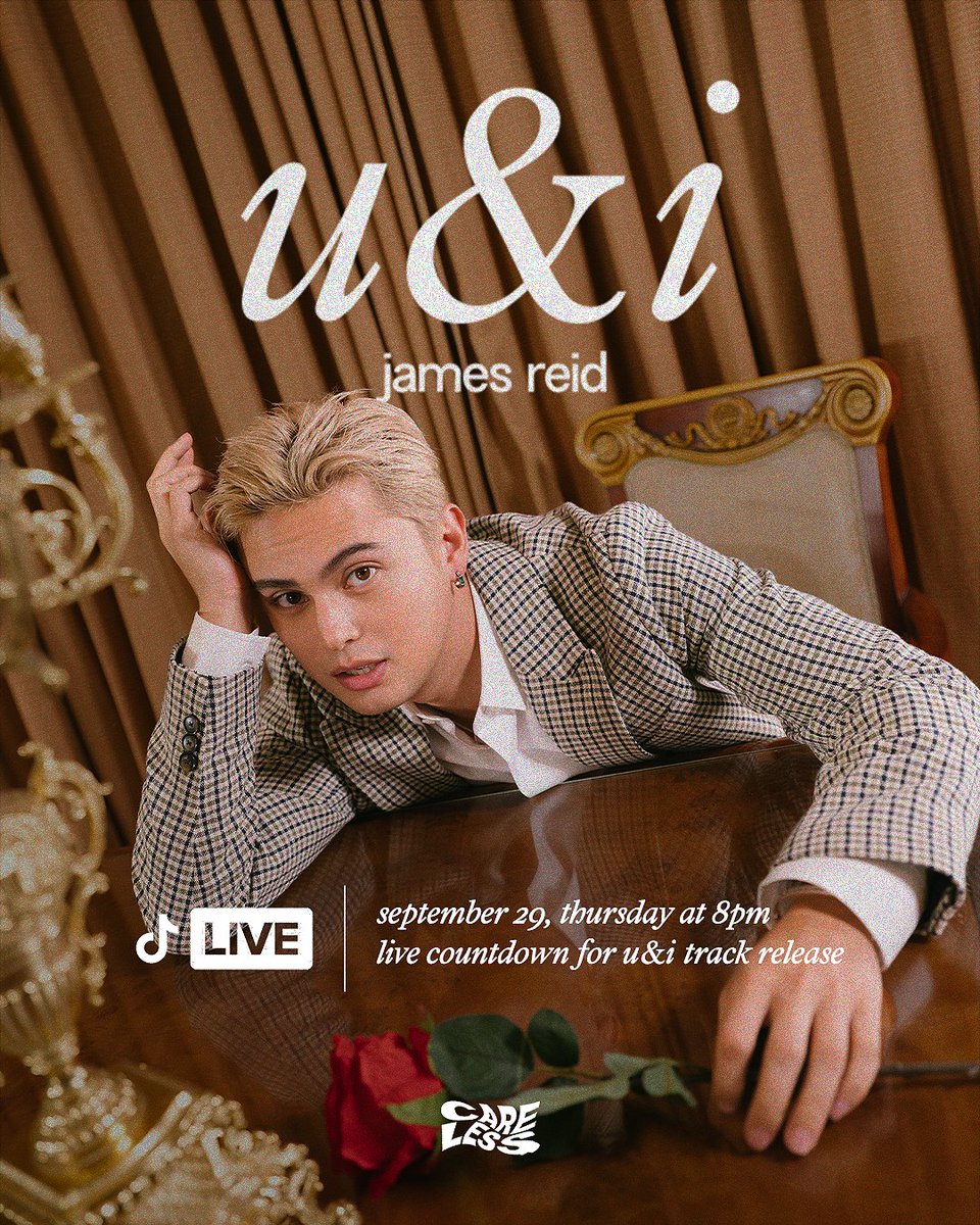 new song alert from <a href="/tellemjaye/">James Reid</a> and <a href="/CARELESS_PH/">CARELESS MUSIC</a>❗️ 

head over to the Careless Music TikTok account (carelessph on TikTok) tomorrow, September 29, 8PM, and be one of the firsts to witness the drop of his newest single "U &amp; I" 🌹