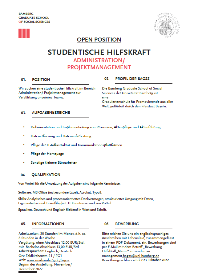 BAGSS5's tweet photo. [Student assistant]

Join our team! We are currently looking for a new student assistant to support our administration/ project management team! https://t.co/j7hcluG16Y