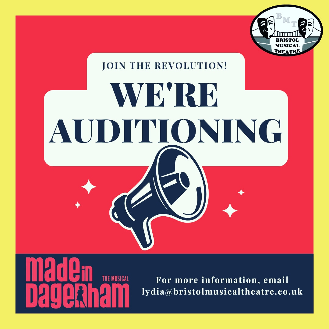 BMTheatre (@bristolmusicalt) on Twitter photo We're looking for new male members to join BMT for our next production - Made in Dagenham!
Contact lydia@bristolmusicaltheatre.co.uk for more information
#bristolmusicaltheatre #bmt #bmtonstrike #madeindagenham #musicaltheatre #bristoltheatre #localtheatre #lovetheatre #amdram We're looking for new male members to join BMT for our next production - Made in Dagenham!
Contact lydia@bristolmusicaltheatre.co.uk for more information
#bristolmusicaltheatre #bmt #bmtonstrike #madeindagenham #musicaltheatre #bristoltheatre #localtheatre #lovetheatre #amdram