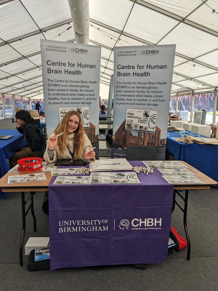 TheCHBH's tweet photo. We're at the @unibirmingham Welcome Fair today! Come see us in the Wellbeing Marquee by @oldjoeclock and sign up to participate in #brainscience and get a free CHBH pen ! Find out more here https://t.co/oi30iOCy0b https://t.co/nocU1zPDHt