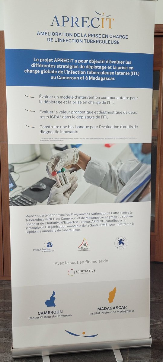 CentrePasteur's tweet photo. Présentation des études menées sur l'ITL :
L'étude #APRECIT (Amelioration de la Prise en Charge de l'Infection Tuberculeuse) mise en oeuvre à #CMR par le @CentrePasteur et à #Madagascar par @pasteurMG.

@EF_LINITIATIVE  @EricFleutelot  @MerieuxFdn
#TB #sante  #santepublique https://t.co/iACgfPLzzC