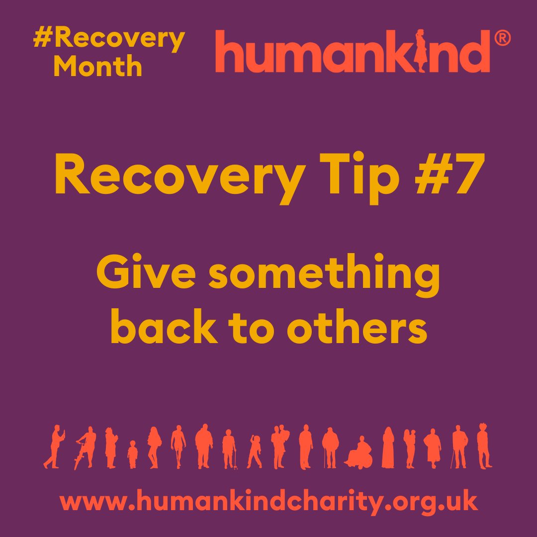 InsightYP's tweet image. Offer help and support to others. Contact local groups or charities to see how you can help. You could become a volunteer or help others in your community. Knowing you have done a good deed will improve your own sense of self-worth and achievement. #RecoveryMonth #RecoveryPosse