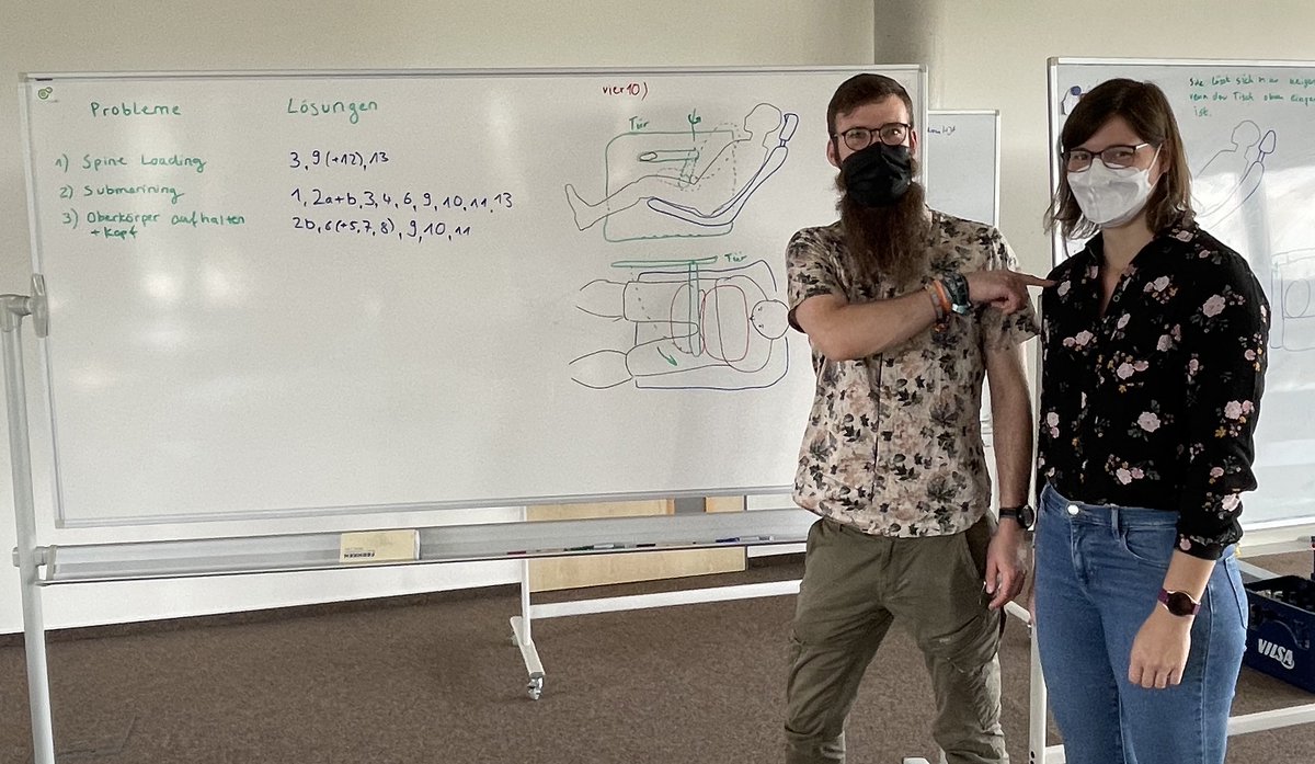 Sicherheit beim autonomen Fahren auch für liegende Insassen. Darum ging´s bei unserem #Bionik #Hackathon an der @HSBremen. Wir haben uns etwas einfallen lassen💡. Gemeinsam mit den Industriepartner <a href="/joysonsafety/">Joyson Safety Systems</a> geht es weiter #BiologisierungderTechnik #BiologischeTransformation