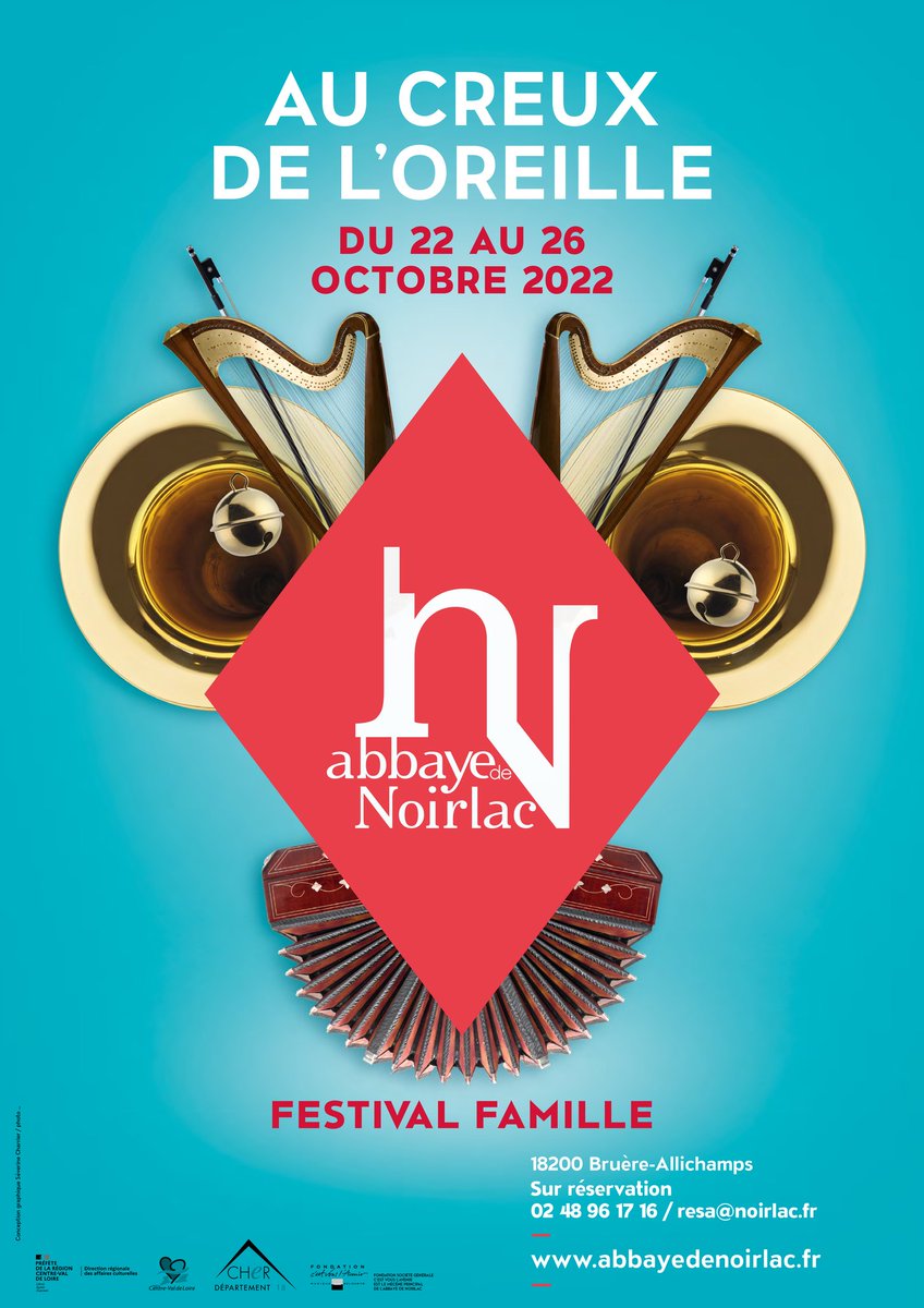 ⌛ J-7 ! Avant le festival « Au creux de l'oreille » 
Le week-end des 22 et 23 octobre, venez en famille à l'abbaye de #Noirlac ! Au programme : des #spectacles, une #ludothèque, une librairie, un goûter, une visite #famille et des ateliers pour jouer avec le son des voix.