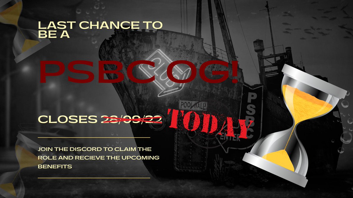 ⌛️ Couple hours to be an OG in Discord before its closed later today. ⌛️

⬇️ Tag your pool and NFT friends in the comments so they don't miss this chance ⬇️