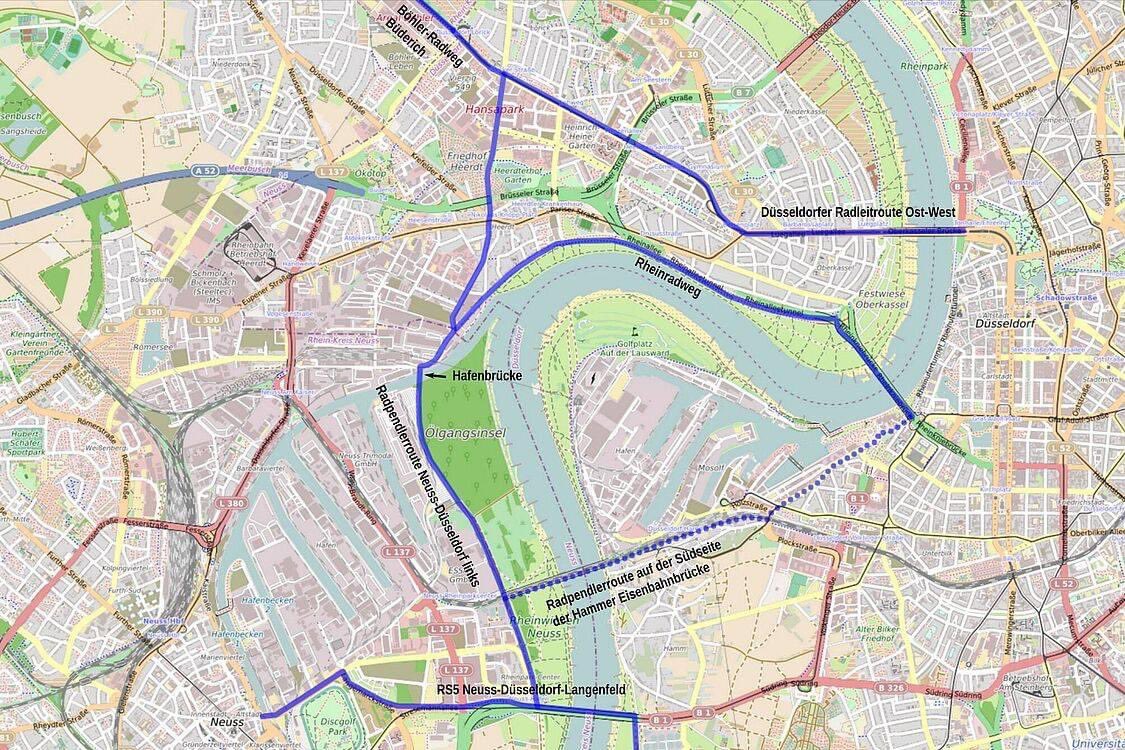 NEUSS Die <a href="/cduneuss/">CDU Neuss</a>-Ratsfraktion möchte eine neue Straßenbrücke über den Rhein zwischen Düsseldorf und Neuss bauen und wirbt mit einem Radweg auf der Brücke um Zustimmung. Wir als ADFC im Rhein-Kreis Neuss lehnen das Projekt ab.

1/3