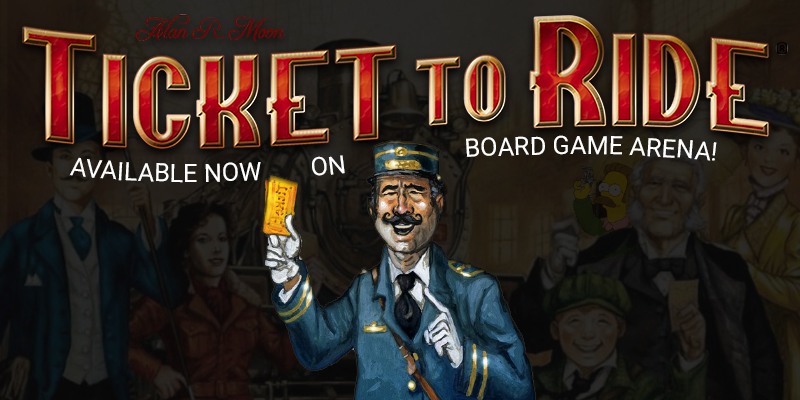 BoardGameArena's tweet photo. 🚂🚃🚃🚃🚃
𝕋𝕀ℂ𝕂𝔼𝕋 𝕋𝕆 ℝ𝕀𝔻𝔼
Is now on #BGA!

Let's #CELEBRATE it by commenting with any TRAIN-RELATED GIFS!
Thx to @AlanRMoon, @days_of_wonder &amp; @Asmodee_USA you can now CHOO CHOOse #BGA to play it!
Curious? Read this:
https://t.co/YSKip4WgBR #Boardgames #J2S #Tabletop https://t.co/y91p6f9hqb