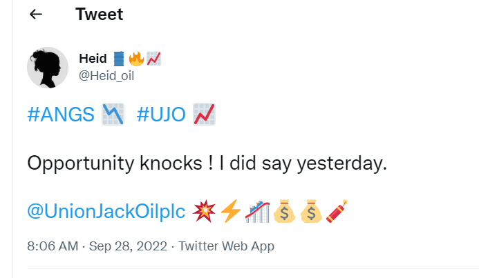 DavidMlondon's tweet photo. no need to deramp other to promote your own. both are good #ANGS #UJO.

#ANGS producing gas and gas price to rise even further. other companies have higher mcap despite not generating any revenue. 

and if I want exposure to Wressle, #EOG is very undervalue vs #EDR and #UJO. https://t.co/KWlZa5E5WC