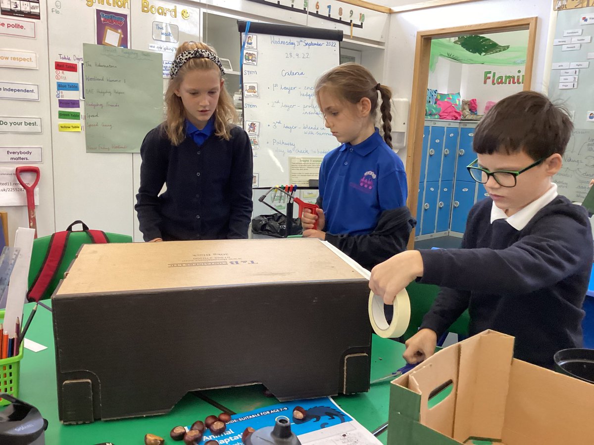 OWPSflamingoes's tweet photo. Build Phase 1 of our hedgehog shelters is complete. We’re now in location for the next stage; using natural materials to provide cover and protection throughout the hibernation period. @OWPS_pandas @STEMLearningUK @WildlifeTrusts #OWPSstem #OWPSdt https://t.co/JG2BMzM7tH