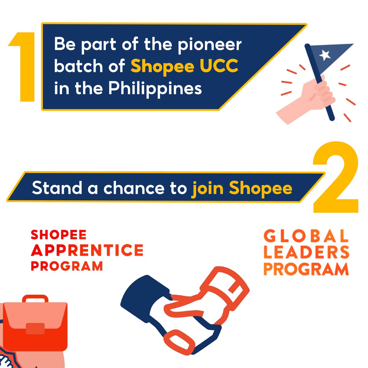 officialupcsi's tweet photo. Here are four reasons why you should join the Shopee Ultimate Case Challenge:

🥇 Be part of the pioneer batch of Shopee UCC in the Philippines
🎓 Gain an opportunity to join Team Shopee 
💡 Grab the chance to implement your idea to life
🏆 Win cash prizes up to PHP 50,000 https://t.co/Xbpt07deJ7