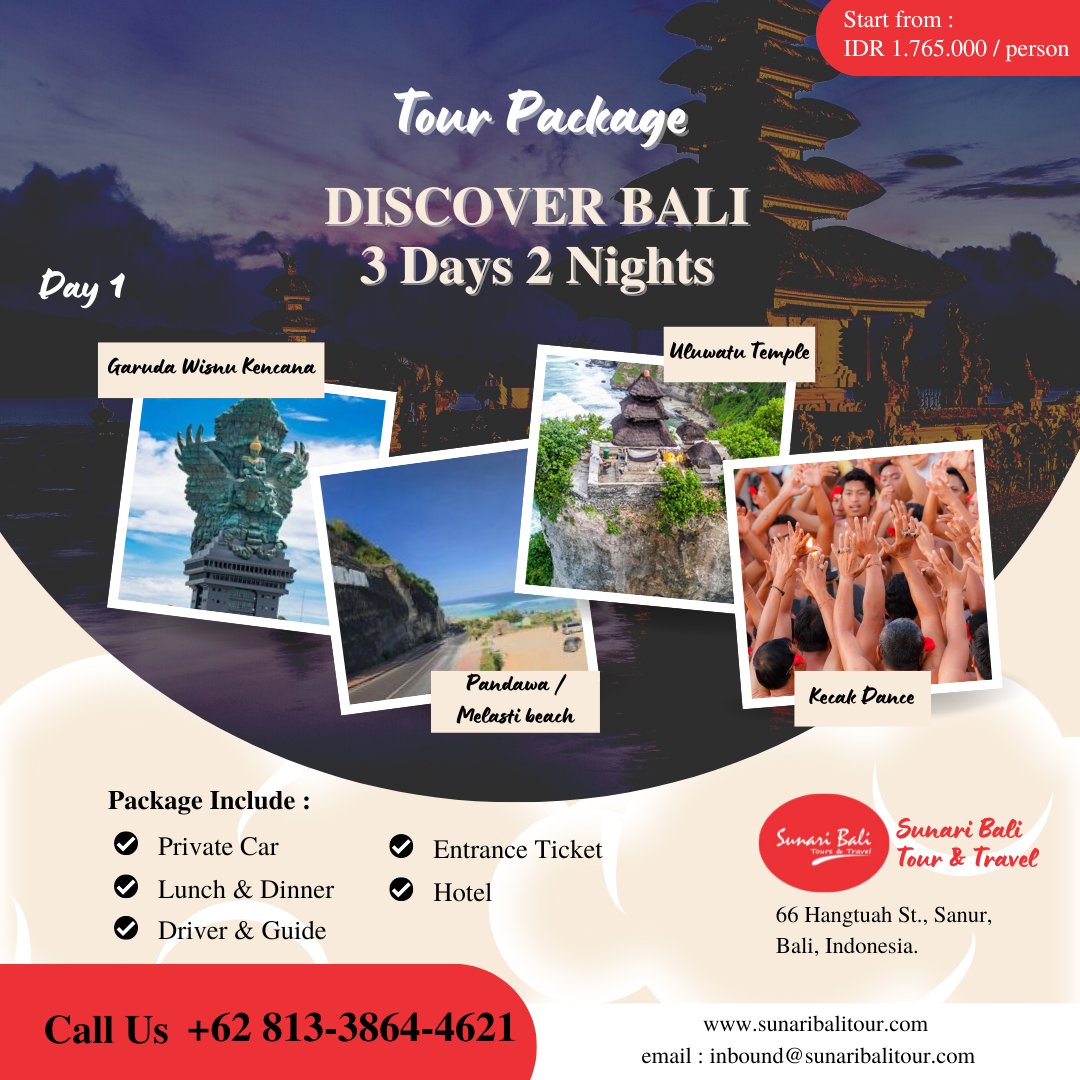 SunariTours's tweet photo. (TOUR PACKAGE) DISCOVER BALI
3 Days 2 Nights

#tour #travel #holidayinbali #holiday #tourpackageinbali #worlderlust #world #thebest #nomad #nature_perfection #fantasticview #naturephotography #holiday #photos #photowall #yestc #fantastic #travellife #thebestshooter #wanderlust https://t.co/grb6YRzwtZ