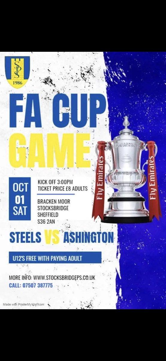 This is going to be a great fa cup game.  Come along and support your local team.  Bar open before and after the game.  Amazing pies and friendly people.  What’s not to love? #stocksbridge #deepcar #sheffieldissuper #barnsleyisbrill