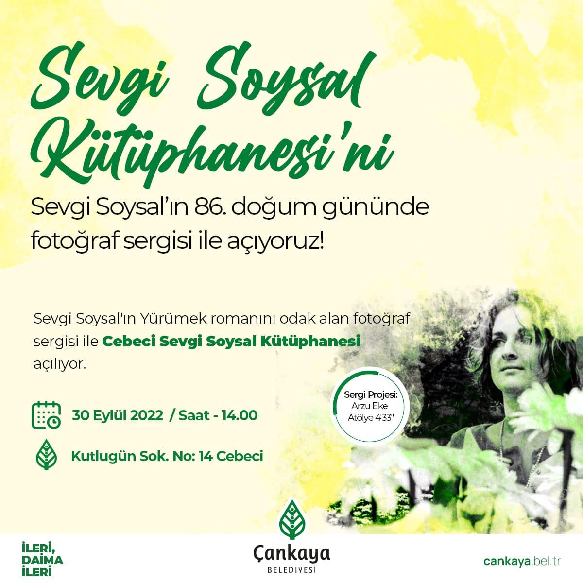 Bir kütüphanemiz daha oluyor.
📚📚📚
Sevgi Soysal Kütüphanesi'ni doğum gününde fotoğraf sergisiyle açıyoruz.

🗓30 Eylül Cuma
⏰️14.00
📍Kutlugün Sokak No 14 Cebeci