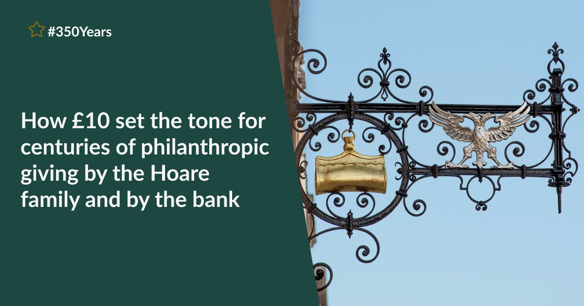 In 1716, Henry Hoare met with friends to discuss a ‘charitable proposal’. He laid £10 on the table and this was the first step to founding @chelwestft. Since then, the bank has become a strong advocate for #philanthropy.

Learn more here: hoaresbank.co.uk/Hoare_family_p…

#350Years