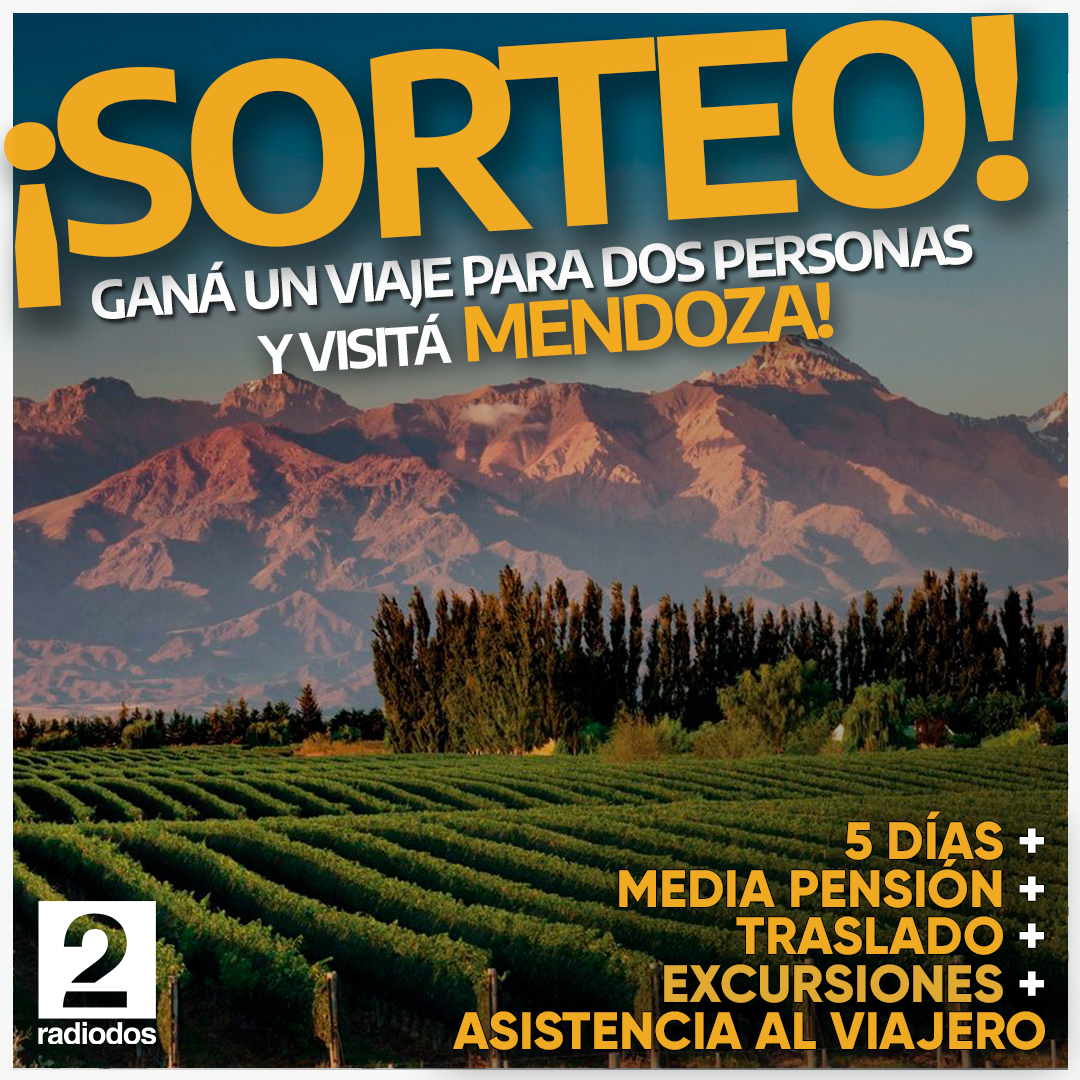 😱🏔 ¡Sorteamos un viaje más! 🙌🏻🤩

👏🏻 #Radio2 te regala un viaje para dos personas para disfrutar de Mendoza.

🙋🏻‍♂️ ¿Cómo participar?

✅ Seguinos <a href="/radio2rosario/">Radio2 AM1230</a>.
✅ Dale "Me Gusta".
✅ Dale RT.

¡No te quedes afuera!
#Radio2 #Sorteo #Mendoza #Argentina