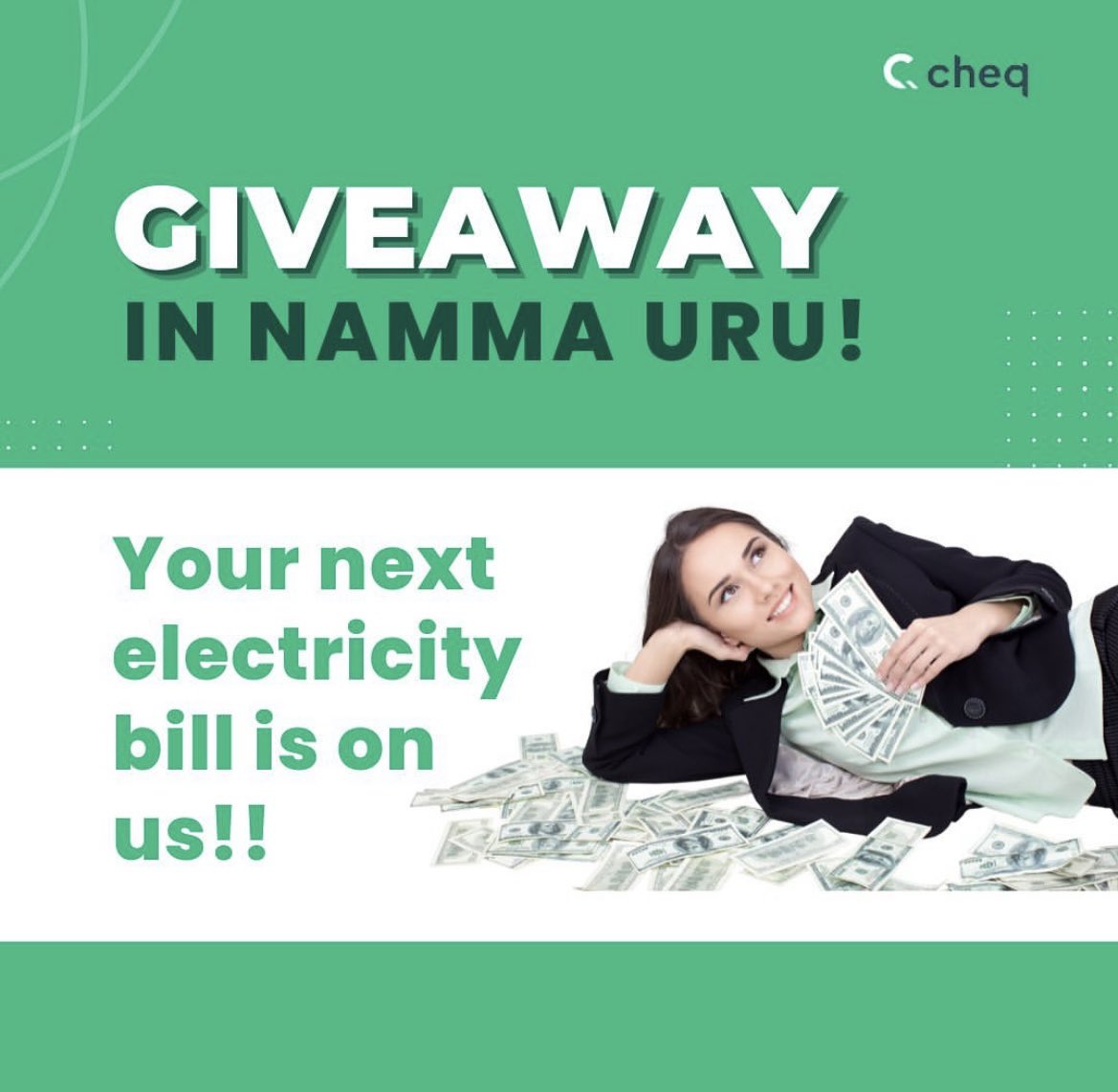 cheqit_'s tweet photo. Contest Alert 😍😍 

Pay your #electricity_bill with @cheqit_ and we will make your next bill FREE for 5 lucky winners! 💚

To participate, download @cheqit_ , pay your electricity bill, RT and tag friends.💰🙂

Download Cheq now ✅ #cheqing_account #pay_with_cheq #UPI_with_Cheq https://t.co/e5iZVU1V3H