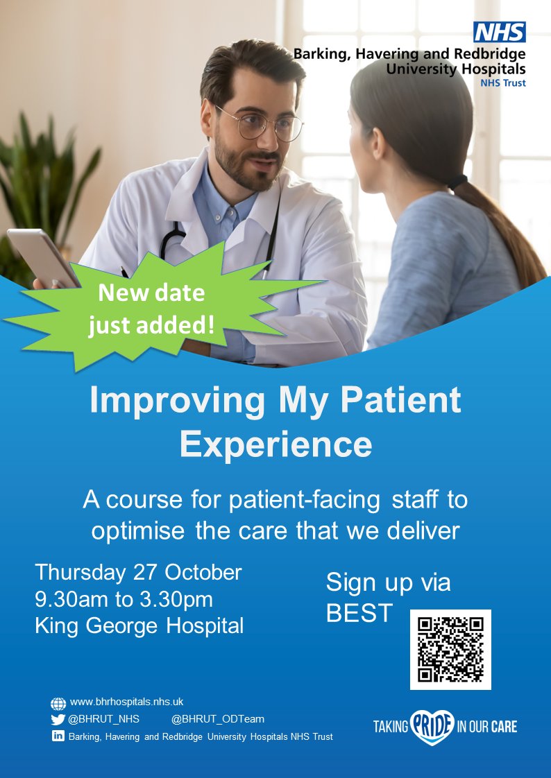 Organisational Development Team at BHRUT (@bhr_odteam) on Twitter photo Our hugely popular and well-received course on patient experience is back! πSign up today via BEST to avoid missing out as spaces are limited. <a href="/BHRUT_NHS/">BHRUT NHS π₯</a> <a href="/BHRUT_EDI/">BHRUT Equality, Diversity & Inclusion Team</a> <a href="/bhrut_AHPEdu/">AHP Education & Development @BHRUT_NHS</a> <a href="/BHRUT_EDI/">BHRUT Equality, Diversity & Inclusion Team</a> Our hugely popular and well-received course on patient experience is back! πSign up today via BEST to avoid missing out as spaces are limited. <a href="/BHRUT_NHS/">BHRUT NHS π₯</a> <a href="/BHRUT_EDI/">BHRUT Equality, Diversity & Inclusion Team</a> <a href="/bhrut_AHPEdu/">AHP Education & Development @BHRUT_NHS</a> <a href="/BHRUT_EDI/">BHRUT Equality, Diversity & Inclusion Team</a>