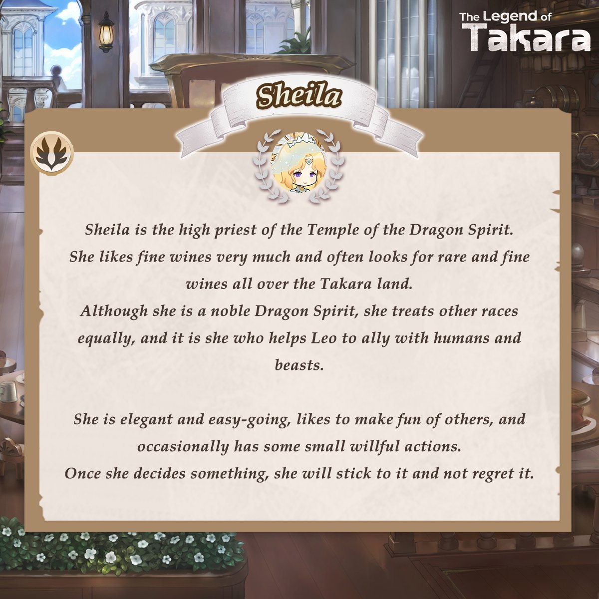 takaraLLD's tweet photo. Greetings, Adventurers!🌸

🍷Holy Priestess --- Sheila🧚‍♀️

" Like is to take, Love is to give.
I love him, that's the only answer. "

#TheLegendofTakara #Sheila
#RPG #cardgame #GameCharacter https://t.co/5bcqMAyvou
