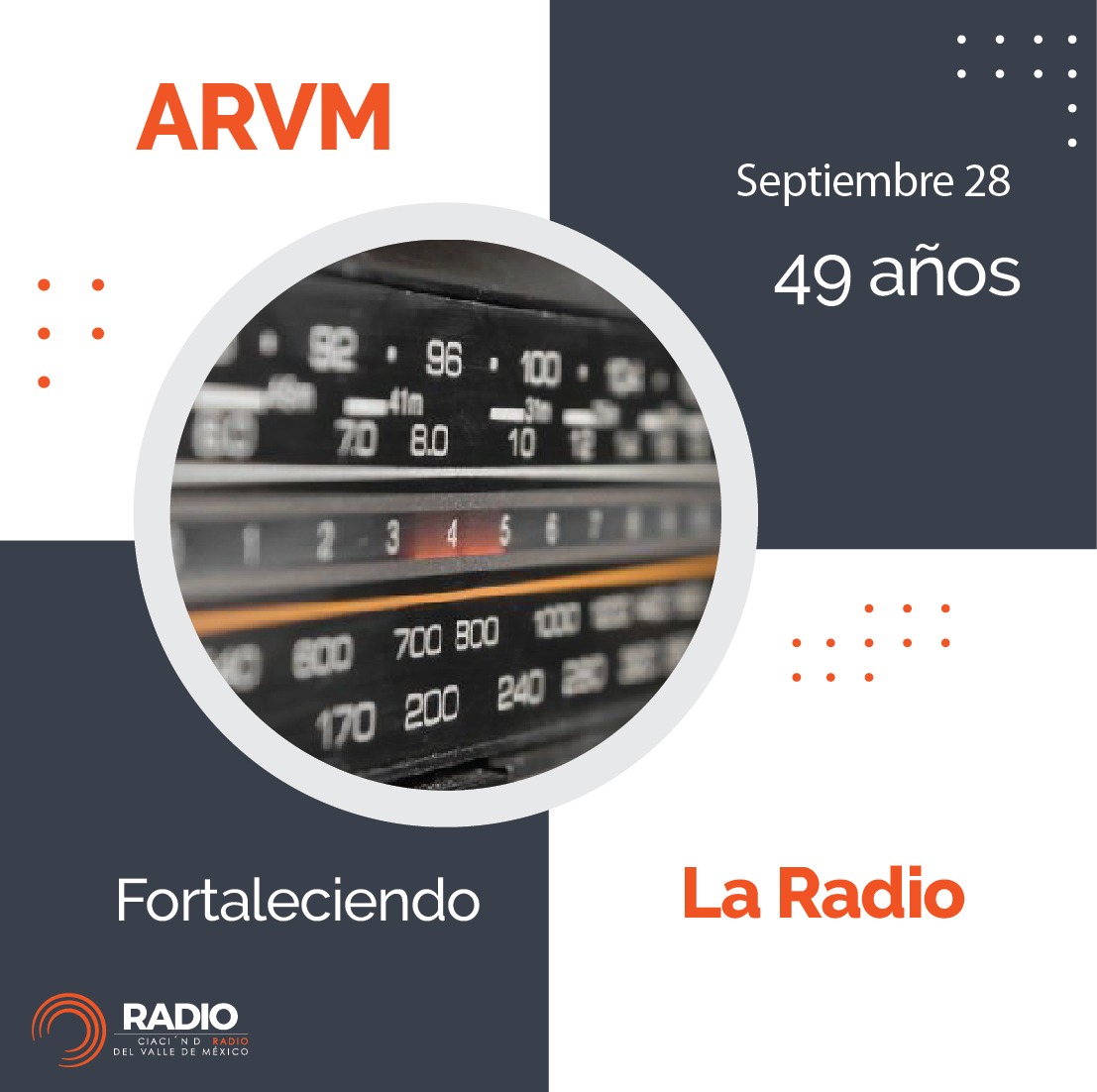 arvmradio's tweet image. 28 de Septiembre: La ARVM celebra 49 años de promover y fortalecer a la Radio. Felicidades a las emisoras del Valle de México.
#LaRadioEnMéxico #arvm #virtudes #creatividad #radioescuchas