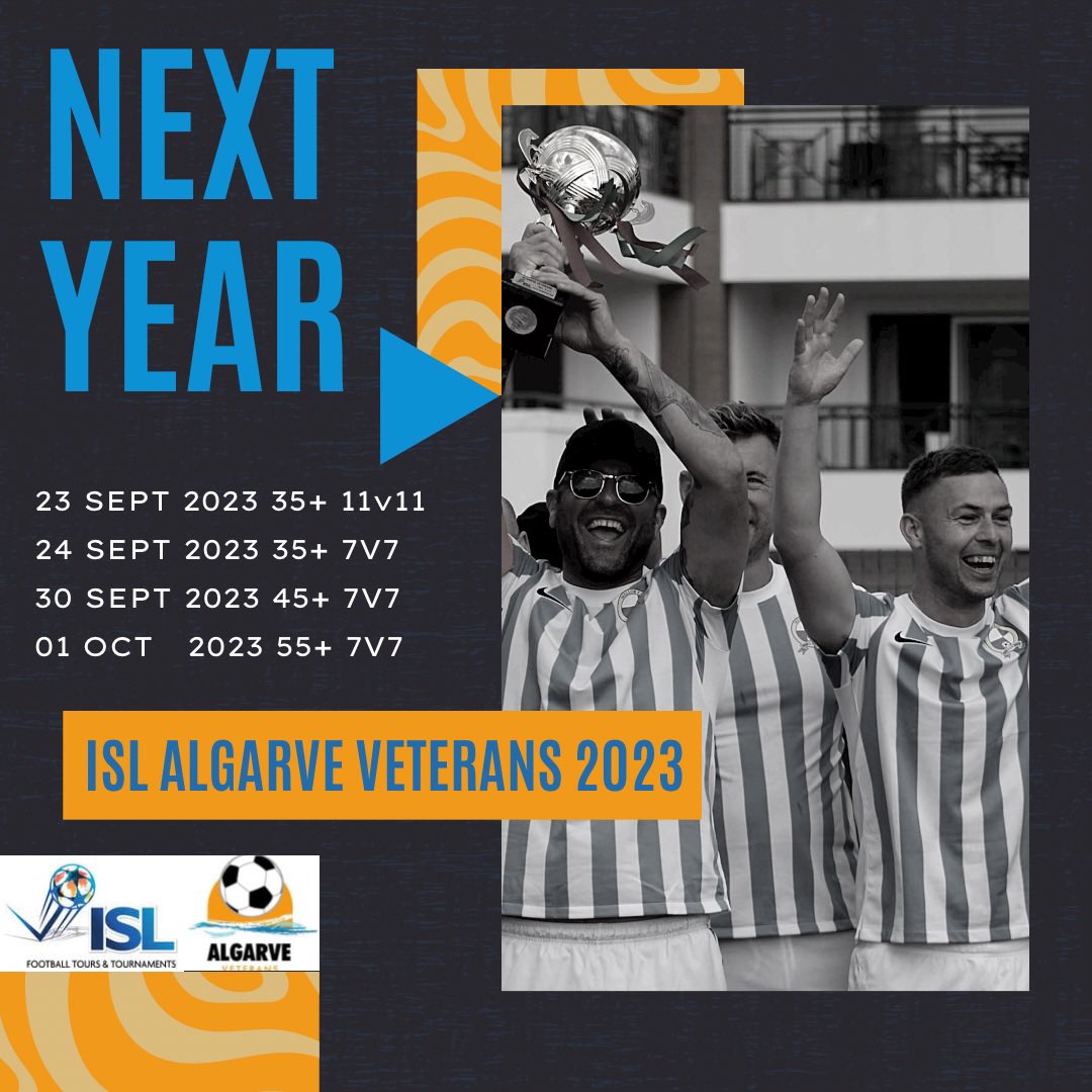 Dates for next years ISL Algarve Veterans Football Festival now confirmed if you are looking for a great weekend with top facilities for veterans football then get in touch #isl #algarvevets #grassrootsfootball #footballtournament #veterans