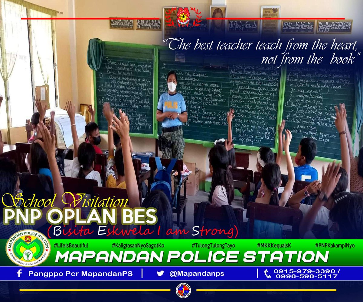 mapandanps's tweet image. PNP OPLAN BES 
(Bisita Eskwela I am STRONG)

#LifeIsBeautiful
#KaligtasanNyoSagotKo
#TulongTulongTayo
#MKKequalsK
#PNPKamkampiNyo
#PRO1RegionalDirector
#PDPangasinan
#PangasinanPPO
#LagingHandangMaglingkod
#PulisPangasinanMaaasahan

@PD Pangasinan 
@PRO1 Regional Director