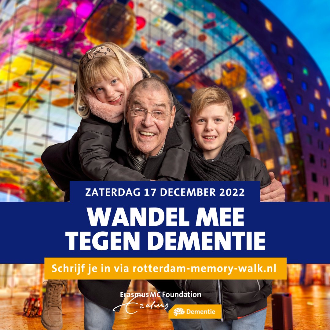 EMCfoundation's tweet photo. Op zaterdag 17 december 2022 wandelen we samen de #RotterdamMemoryWalk om geld op te halen voor dementieonderzoek in het @ErasmusMC. Help jij mee belangrijk dementieonderzoek mogelijk te maken? Schrijf je in en #wandel mee ๐ถ https://t.co/QbIQzsPKyK
#samentegendementie #dementie https://t.co/sZKTz3rqed