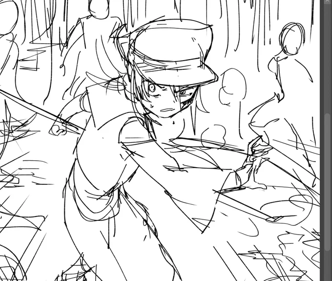 ずっと構図が決まらなかったSkebの絵がようやく描けそう〜〜お待たせしてます〜〜😭
雰囲気出るからモノクロの方が良さそう 
