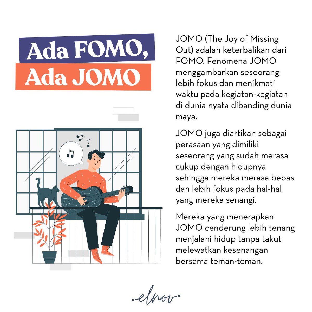 memoarbipolar's tweet photo. Aku #FOMO atau #JOMO? 🤔 
Hmmm... Pertanyaan sulit. Tapi kepengen banget ya jadi orang yang JOMO (Joy of Missing Out). Hidup terasa lebih tenang dan bahagia. Yuk ah, berusaha jadi JOMO. 🤍 #MemoarSeorangBipolar #Elnov https://t.co/hzy3G2qXCY