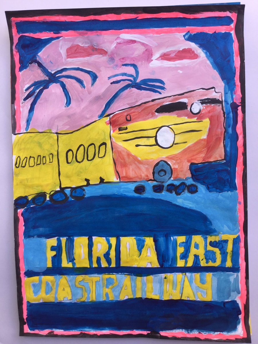 CarrdusArt's tweet photo. Year 6 train vintage posters steaming into the station #@carrdusart #year6art #painting https://t.co/jk3BR2Kdpx