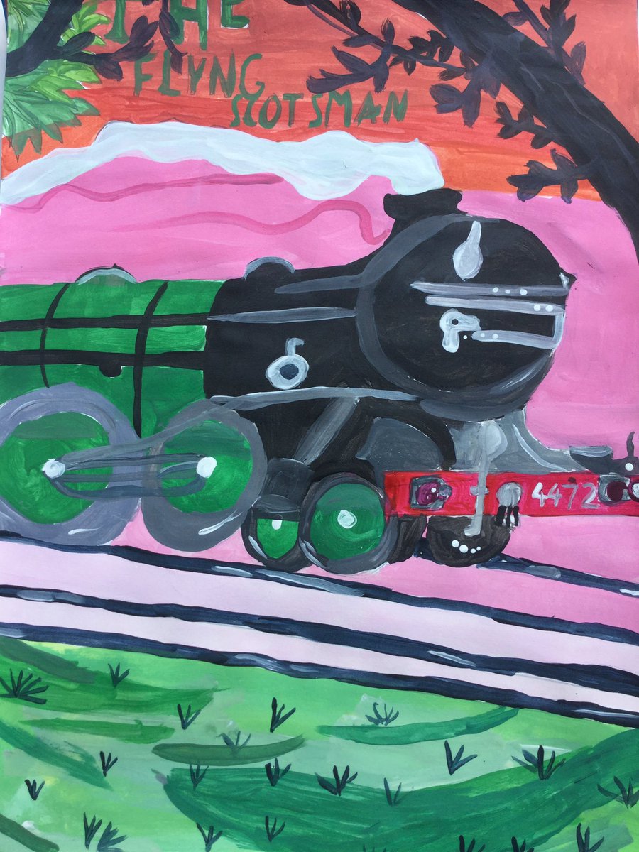 CarrdusArt's tweet photo. Year 6 train vintage posters steaming into the station #@carrdusart #year6art #painting https://t.co/jk3BR2Kdpx