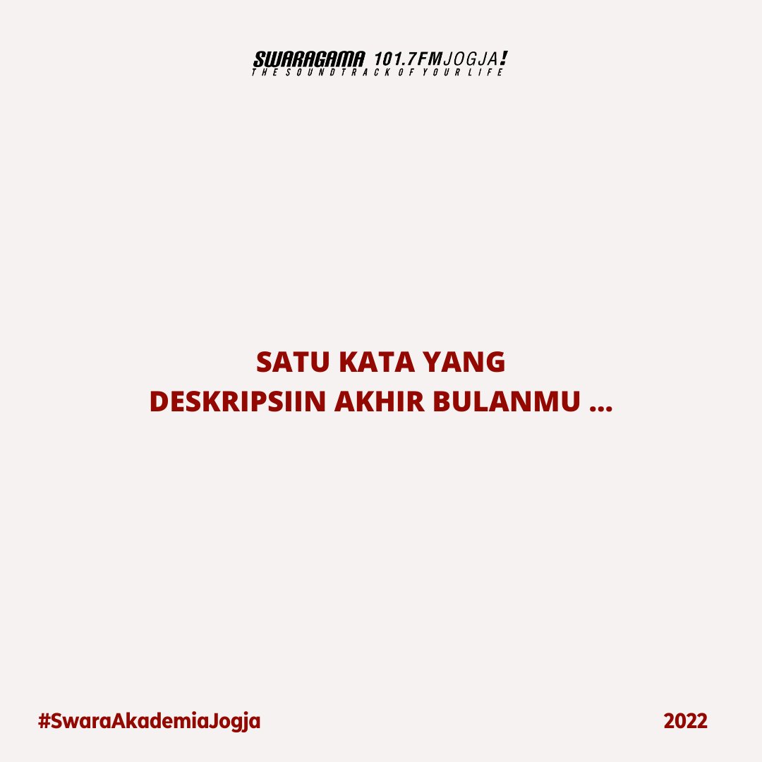 swaragamafm's tweet photo. MENGENASKAN, WKKWKWKW !
Kalau kamu apa nih Akademia Jogja?
#SwaraAkademiaJogja #SatuKata #SwaragamaFM #selingkuh https://t.co/cLOpIgdsca
