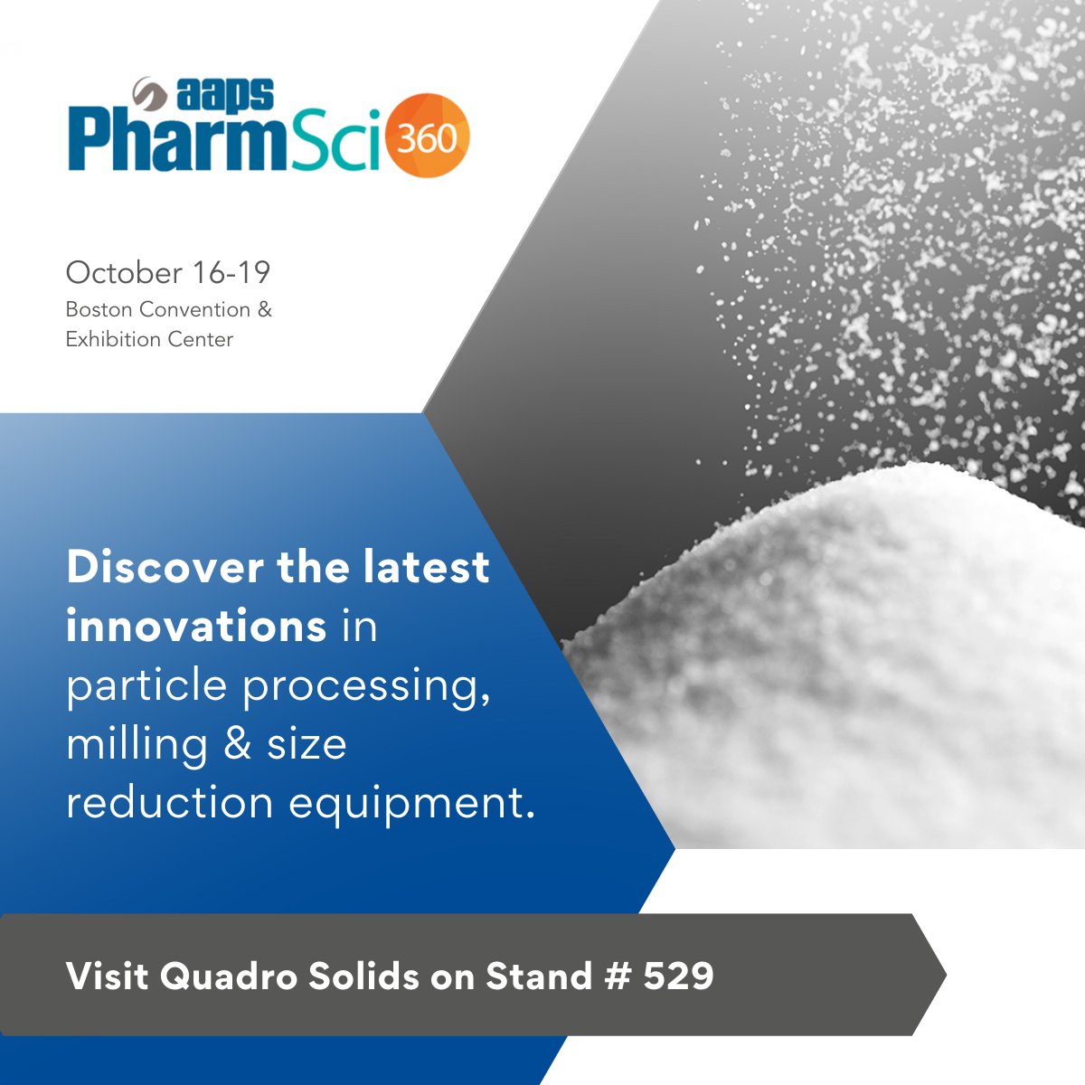 MillingQuadro's tweet photo. The Quadro Engineering team is heading to Boston next month for @AAPSComms #PharmSci360

Visit Stand #529 to discover our latest innovations in particle processing, milling, and size reduction equipment.

 https://t.co/KwJDBbqtti https://t.co/k2zjyBpp2I