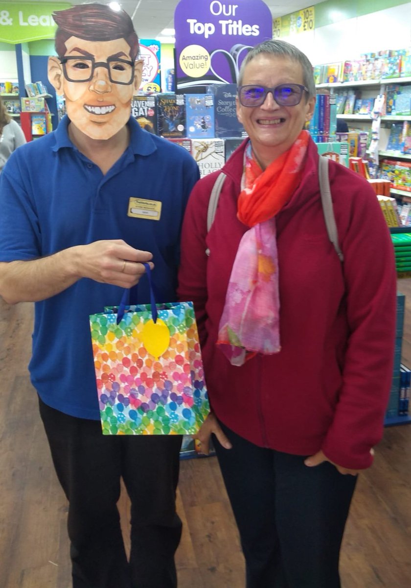 Theworksleics's tweet photo. The winner of our @richardosman #thursdaymurderclub #TheBulletThatMissed competition was in store today to collect her prize. Congratulations! https://t.co/1tk6cYSZuw