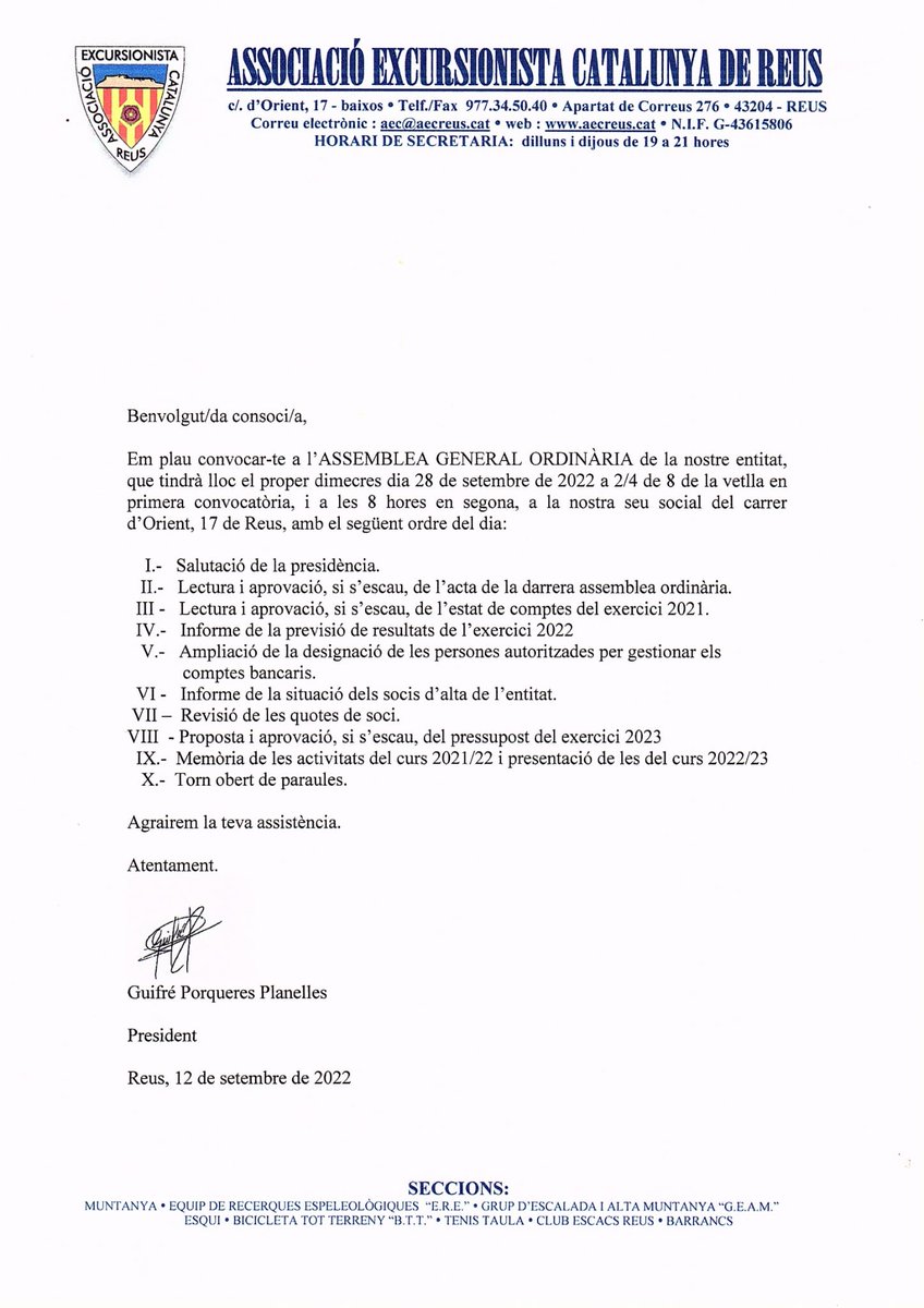 AEC_Reus's tweet photo. Avui 28/09/2022 Assamblea General Ordinària
1ª convocatòria 2/4 de 20:00
2ª convocatòria a les 20:00
Us esperem!!
#AECdeReus #GEAMdeReus #AECTT #ClubEscacsReus #AECBTT #CSRosadeReus #FEEC https://t.co/62EMY9ya5u