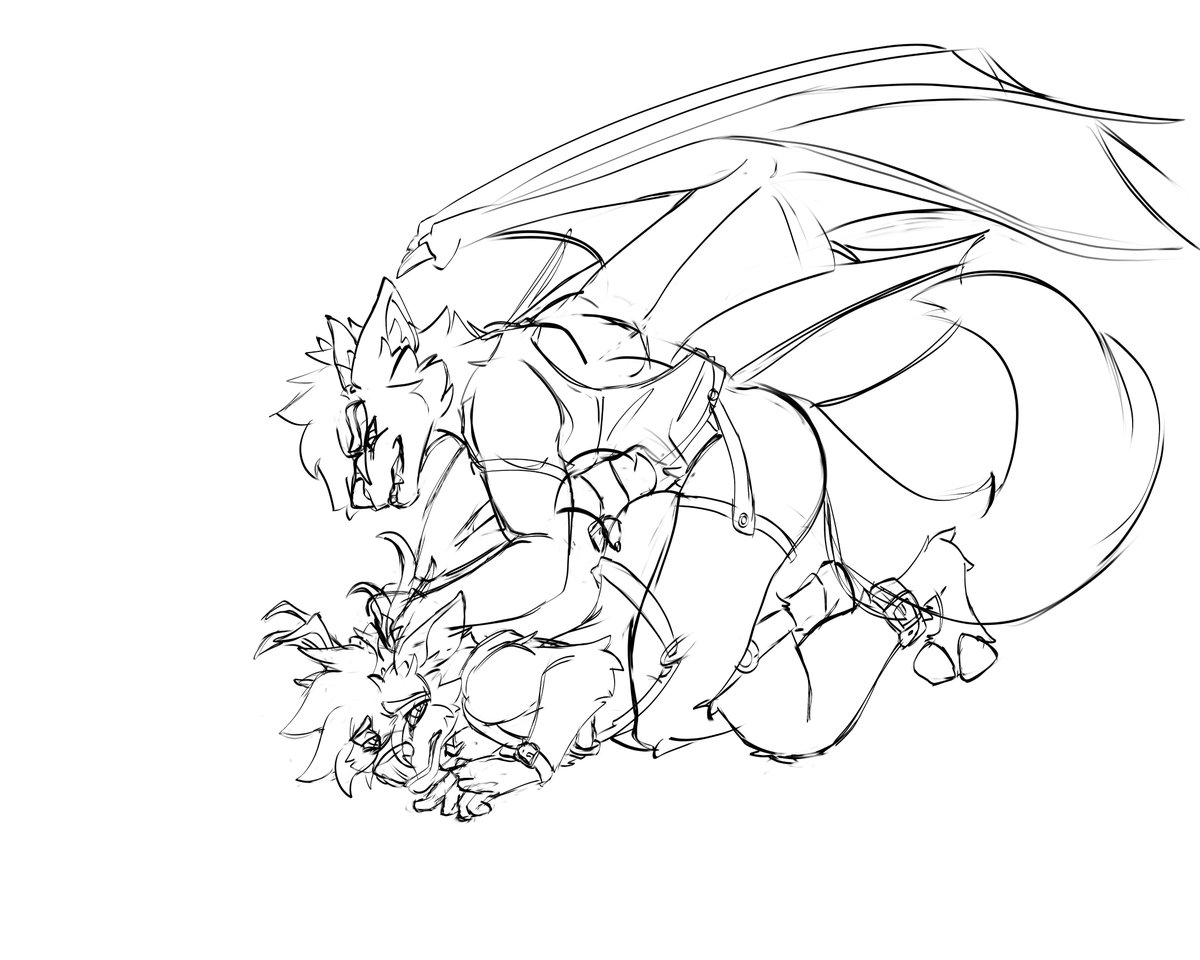 MaffAfterDark's tweet photo. Sorry for the hardcore delay!  Work and some awesome life stuff got in the way.  BUT SAXY TIMES: Lineart Edition for @BlamoGoesBlam .  Something to tie yall over while I practice some later stuff!
#furry #furryartwork #furryartist #nsfw https://t.co/0Hy3dvPKur