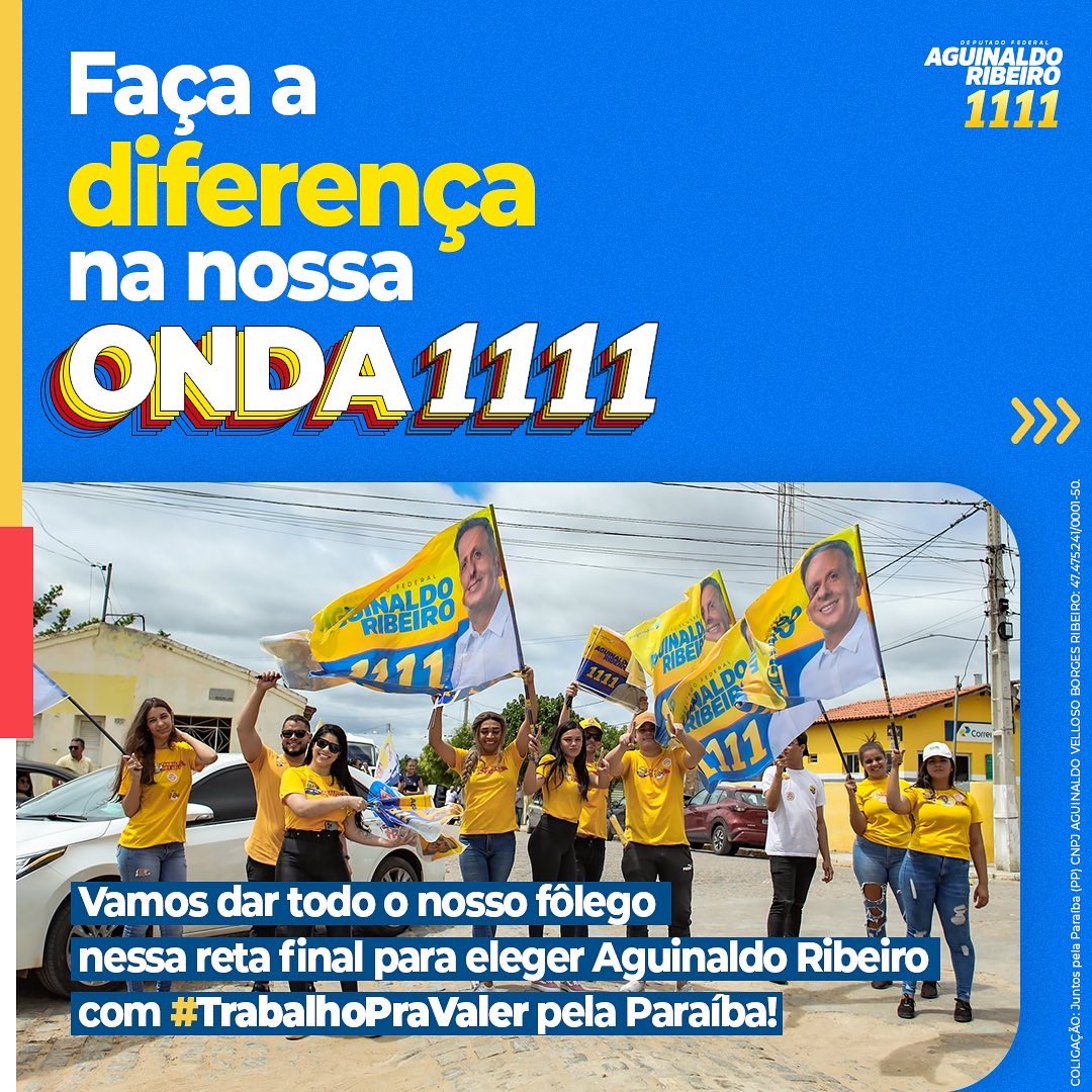 depaguinaldo11's tweet photo. Agradeço muito quem está ao nosso lado, fazendo essa campanha linda acontecer! Agora é a hora da gente arrochar ainda mais, ir pras ruas e pras redes mostrar que o nosso #trabalhopravaler já fez muito por essa terra e que vamos conquistar ainda mais! 💙💛 https://t.co/VVDMT4Nv0X