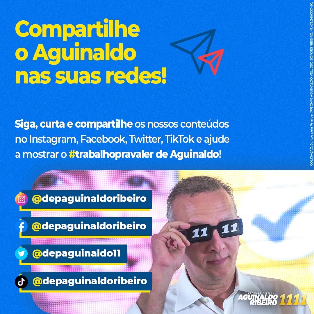 depaguinaldo11's tweet photo. Agradeço muito quem está ao nosso lado, fazendo essa campanha linda acontecer! Agora é a hora da gente arrochar ainda mais, ir pras ruas e pras redes mostrar que o nosso #trabalhopravaler já fez muito por essa terra e que vamos conquistar ainda mais! 💙💛 https://t.co/VVDMT4Nv0X