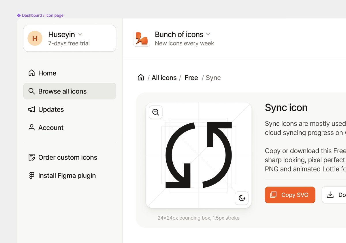 huseyingayiran's tweet image. 33 days for Bunch...
Growing library of px-perfect icons haven't over used, yet.
#buildinpublic #buildwithnocode