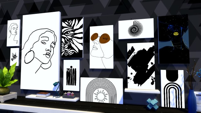 _eevam's tweet photo. Black and white canvas in your game https://t.co/1zAEsqVmnQ 

Black&amp;white modern gallery abstract set of 11 Boho wall art. 
Set of 15 Modern Young Teen Print Canvases. 
Sugar Skull Art, 18 Sets of Halloween Prints.#Sims4 #SimsCreatorsCommunity #sims #TheSims @TheSims @_eevam https://t.co/sdG49qGKka