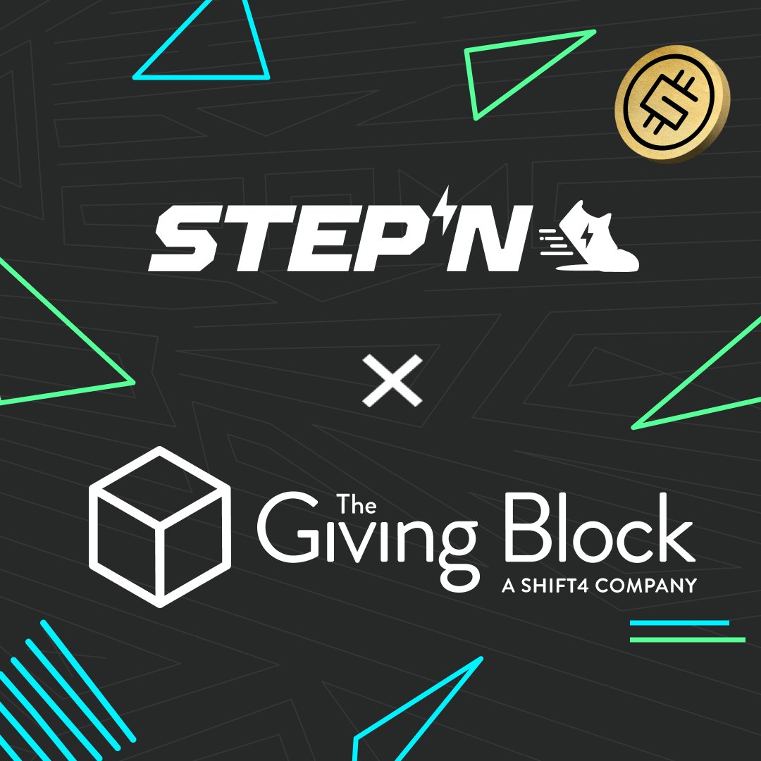 STEPN x The Giving Block 🤝 In line with our efforts to give back to the  community, we are pleased to announce a major partnership with  @TheGivingBlock, a notable philanthropic platform that