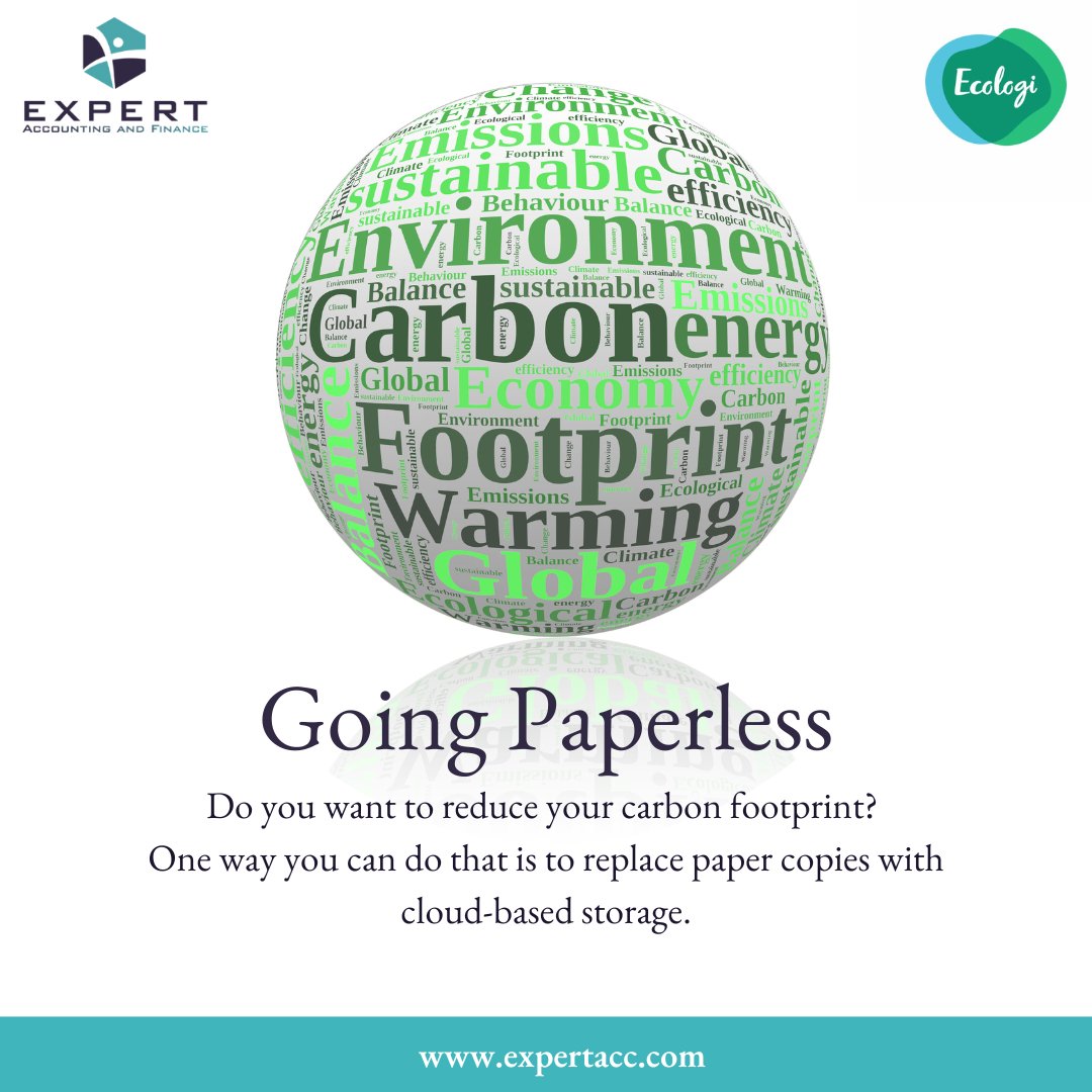 ExpertAccounti2's tweet photo. Do you want to reduce your carbon footprint? One way you can do that is to replace paper copies with cloud-based storage. 
 
So make the switch to cloud-based storage today and help the environment! 
 #EnvironmentalSustainability #accountant #cloudaccounting #makingtaxdigital https://t.co/UzKU6bWhe8