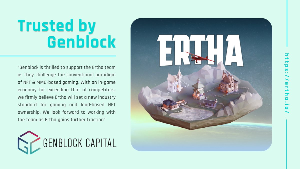 ErthaGame's tweet image. Here's what @GenblockCapital have to say about us 😍

#ERTHA #Metaverse #P2E #NFT