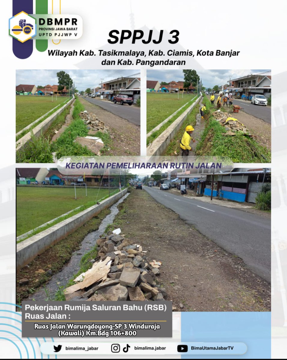 bimalima_jabar's tweet photo. Selamat Malam #Kawan5 👋
Berikut Pekerjaan Rumija Saluran Bahu Oleh SPPJJ 3 Kab. Tasikmalaya, Kab. Ciamis, Kota Banjar dan Kab. Pangandaran.
@ridwankamil
#dbmprjuara https://t.co/0dQZfrlb3M