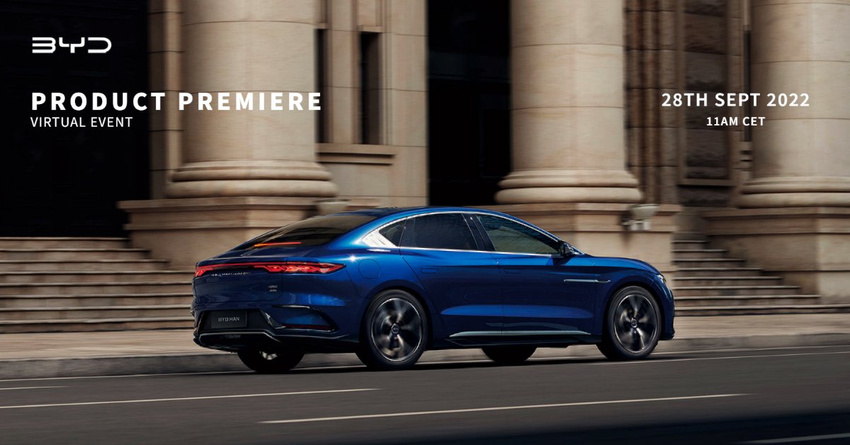 BYD_Europe's tweet photo. Didn't manage to attend our Product Launch Premiere? 
Watch it here: 
https://t.co/aQguQo3KV4
https://t.co/mTuzqGig7f https://t.co/E7MJmJLTe6