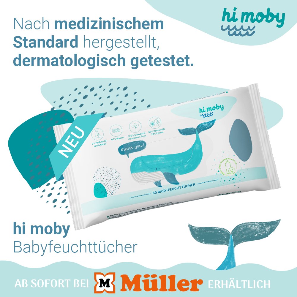 Das Beste für dein Baby und für unsere Natur. 🐳

hi moby - Babyfeuchttücher bestehen zu 100% aus Naturfasern, sind frei von Mikroplastik und daher biologisch abbaubar. 

JETZT in Deiner Müller-Filiale zu KAUFEN.

Auch im Müller Onlineshop erhältlich: mueller.de/p/hi-moby-feuc…