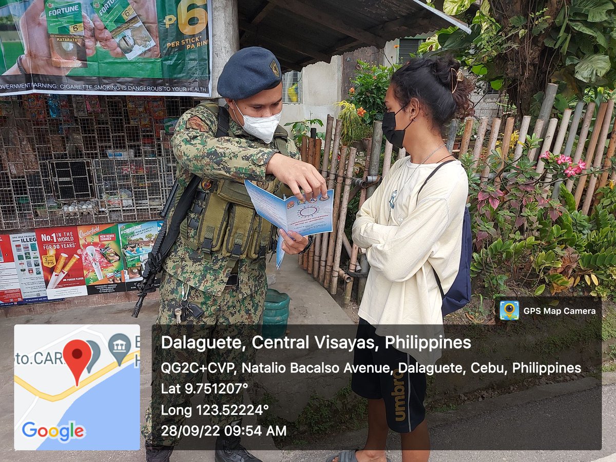 Rpscoyrpsb7's tweet photo. 𝙁𝙄𝙂𝙃𝙏 𝘼𝙂𝘼𝙄𝙉𝙎𝙏 𝙏𝙀𝙍𝙍𝙊𝙍𝙄𝙎𝙈
RMFB 7, Dalaguete - Personnel of Technical Support Company Pat Morito John T Bulandres conducted Anti-Terrorism, Anti Criminality and Drug Awareness to the residents of  Brgy. Poblacion, Dalaguete, Cebu on September 28, 2022. https://t.co/VlTDGhu8KF