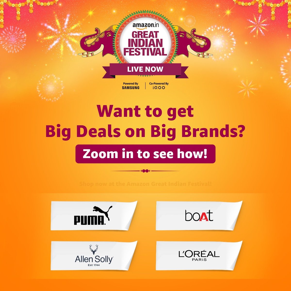 Can you find the hidden message? 

Get, set, and shop as the #AmazonGreatIndianFestival is here with amazing discounts and offers!

#AmazonSeLiya
#LiveNow